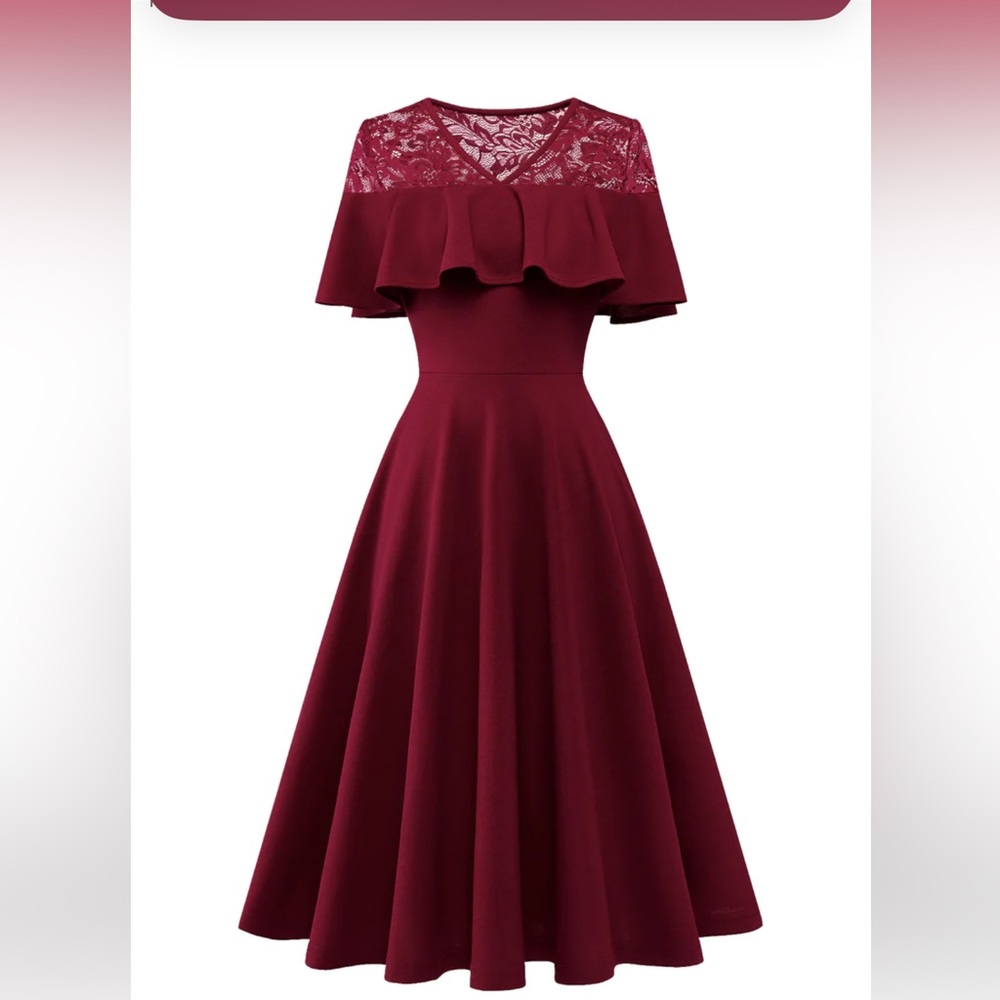 DRESSTELLS Women Vintage Cocktail Dress, Lace Patchwork, Tea Party Dress
